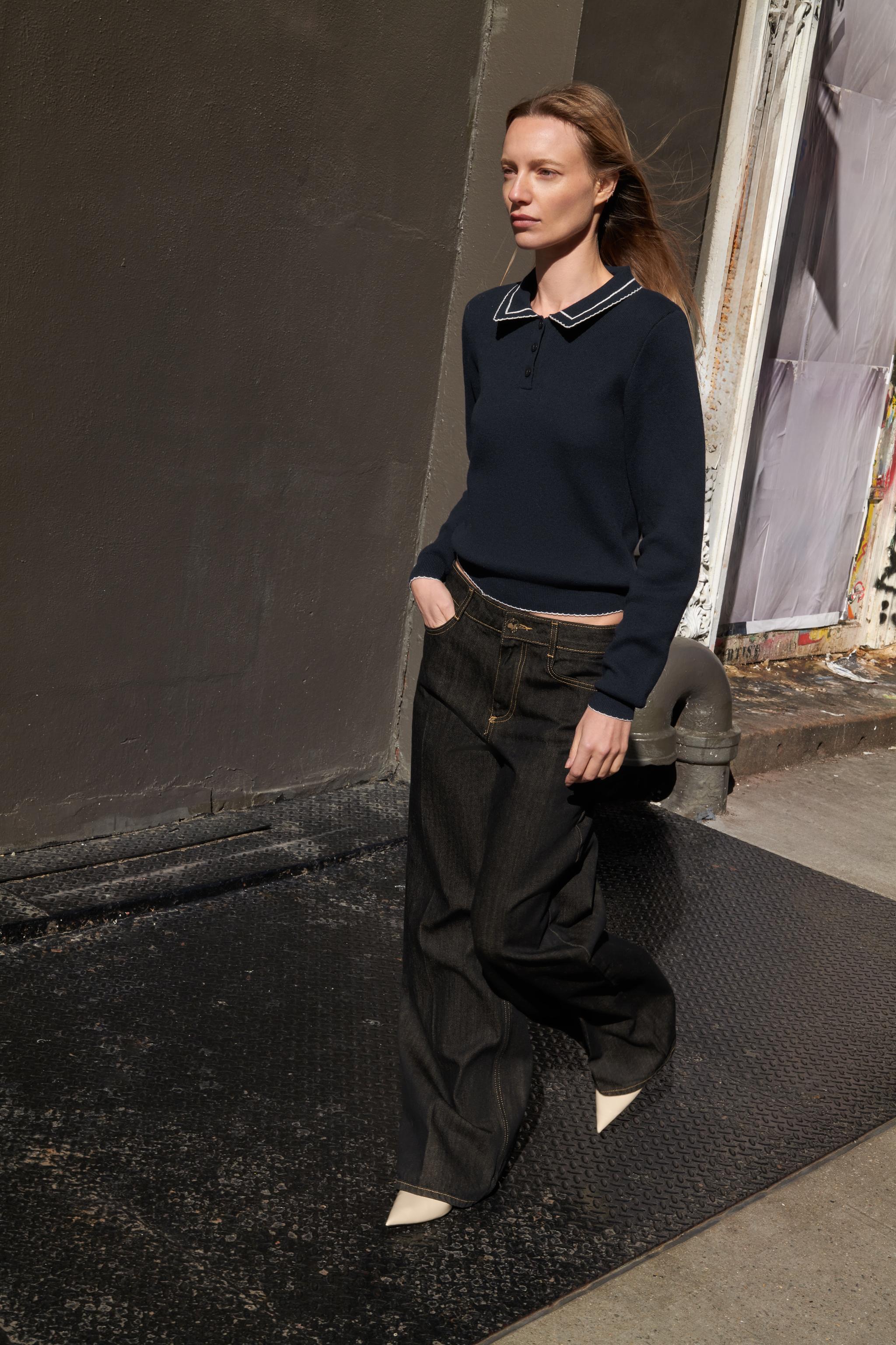 CONTRAST PIPING KNIT POLO SHIRT